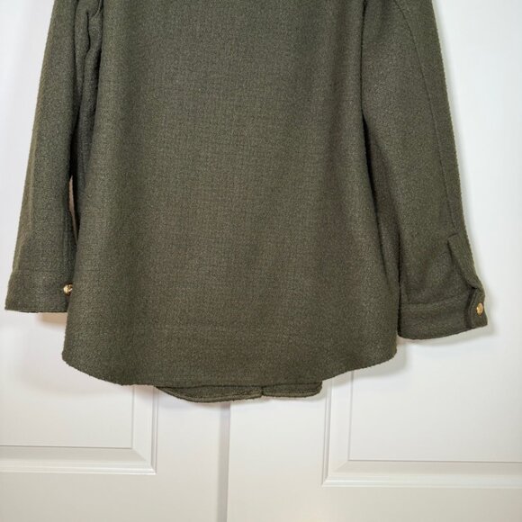 Express Tweed Novelty Button Oversized Shacket in Green Large - Picture 9 of 13